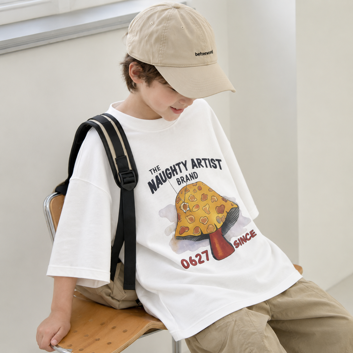 MushroomPlay – Casual & Streetwear – T-shirt oversize à imprimé champignons
