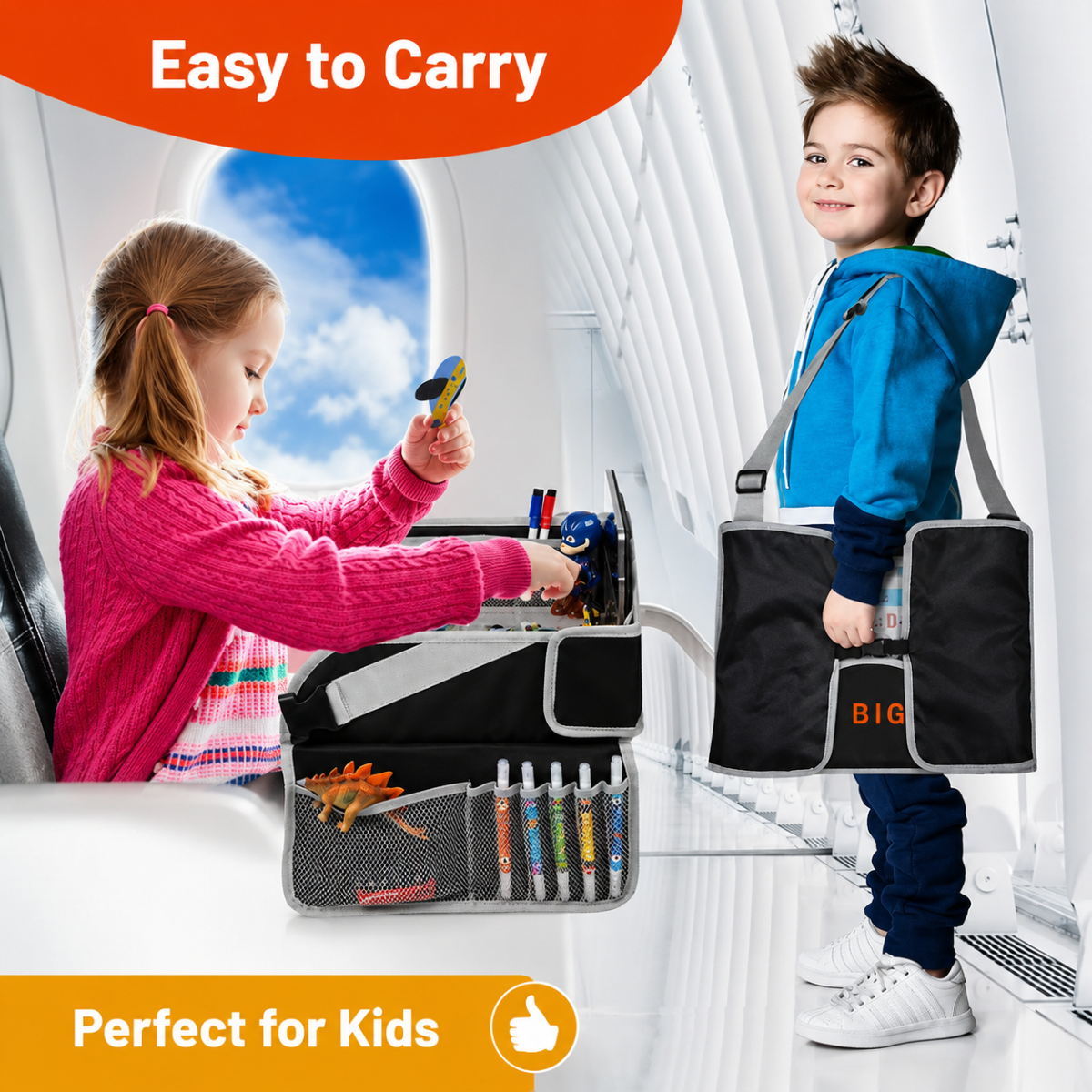 TravelBuddy – Auto & Indispensables – Plateau de voyage pliable pour enfants