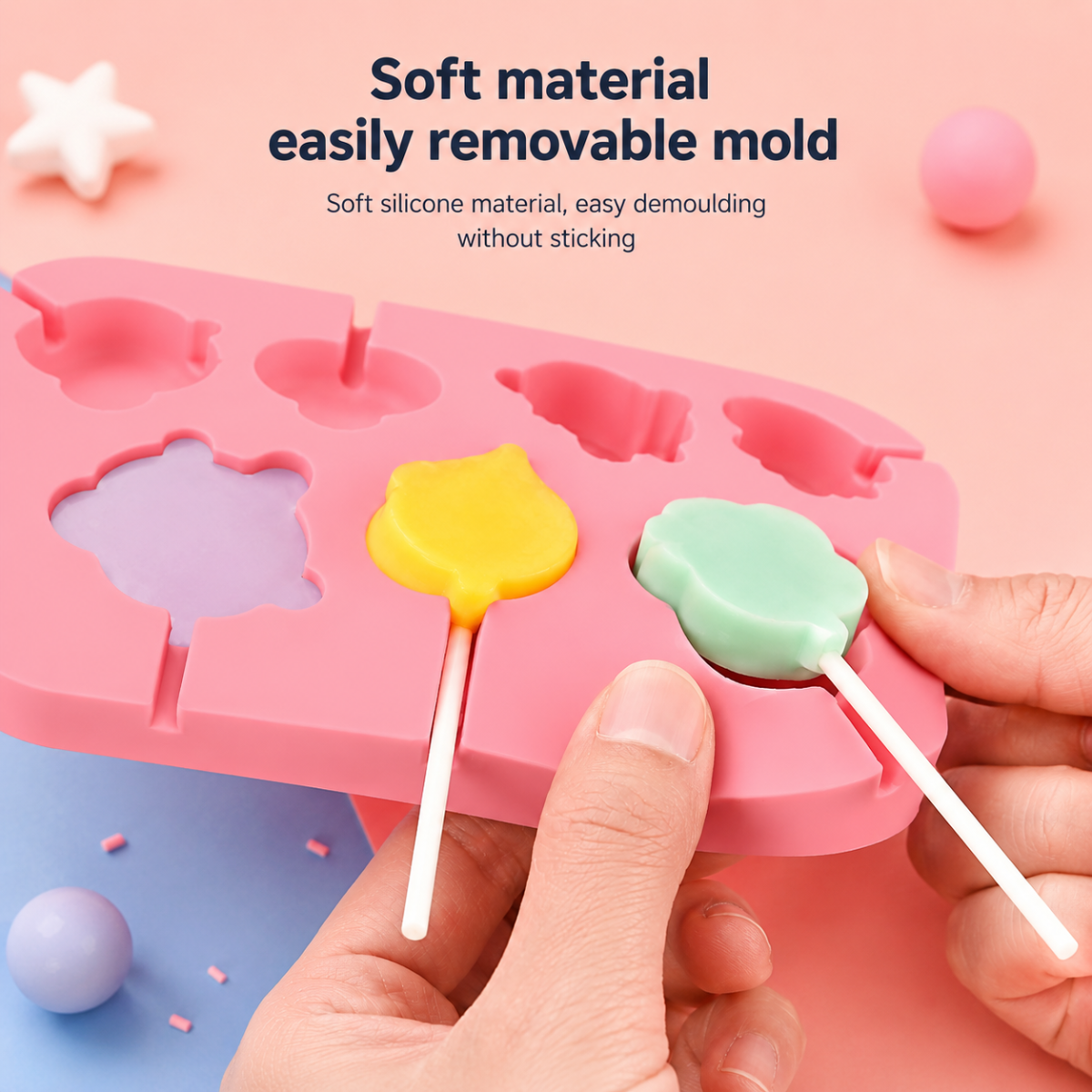 SweetPop – Des friandises saines – Lot de moules à sucettes en silicone