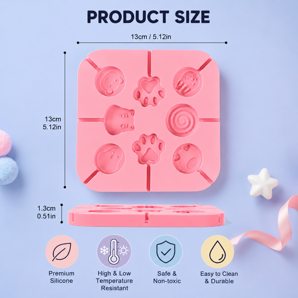 SweetPop – Des friandises saines – Lot de moules à sucettes en silicone
