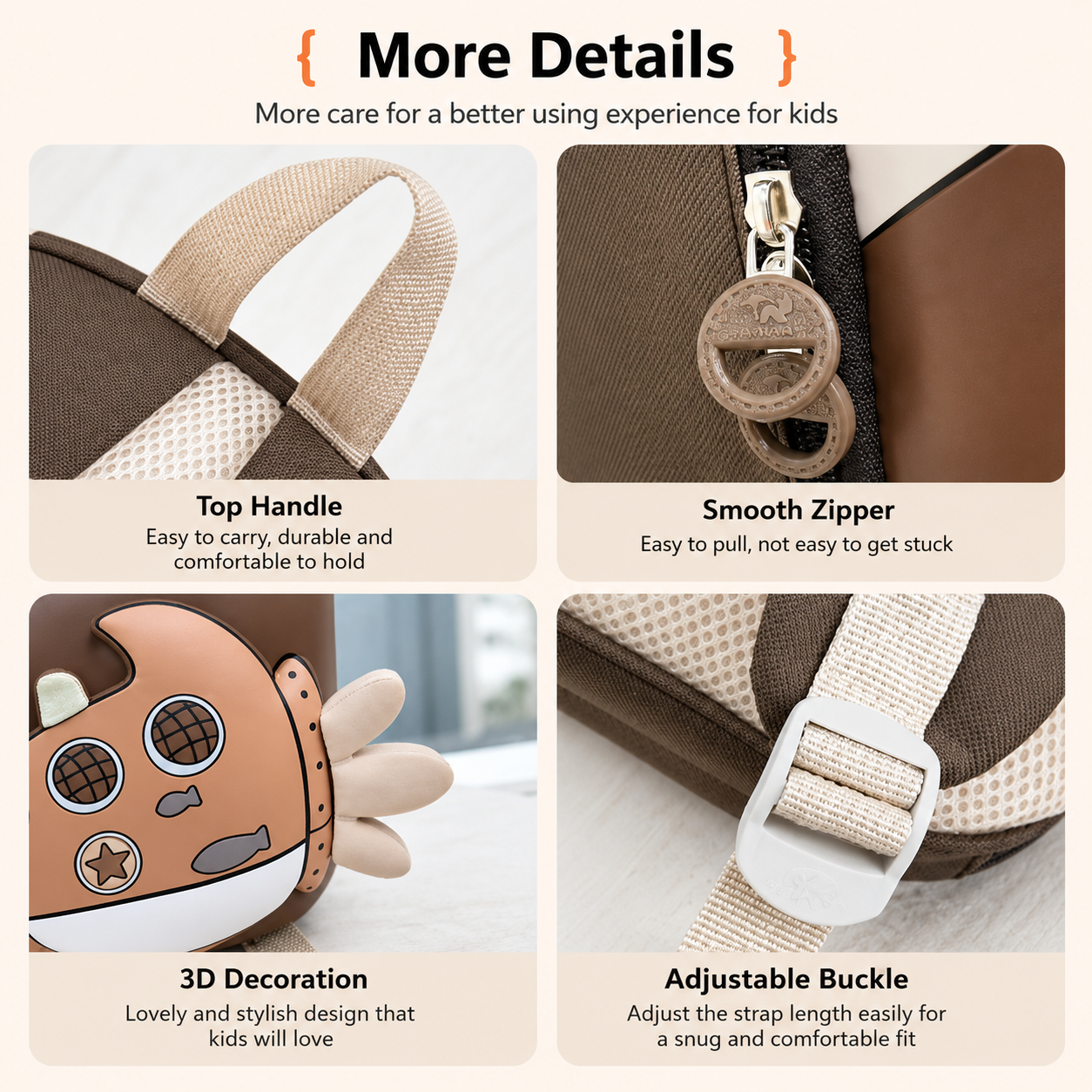 KiddoPack – Mignon et pratique – Sac à dos pour enfant avec patte lumineuse