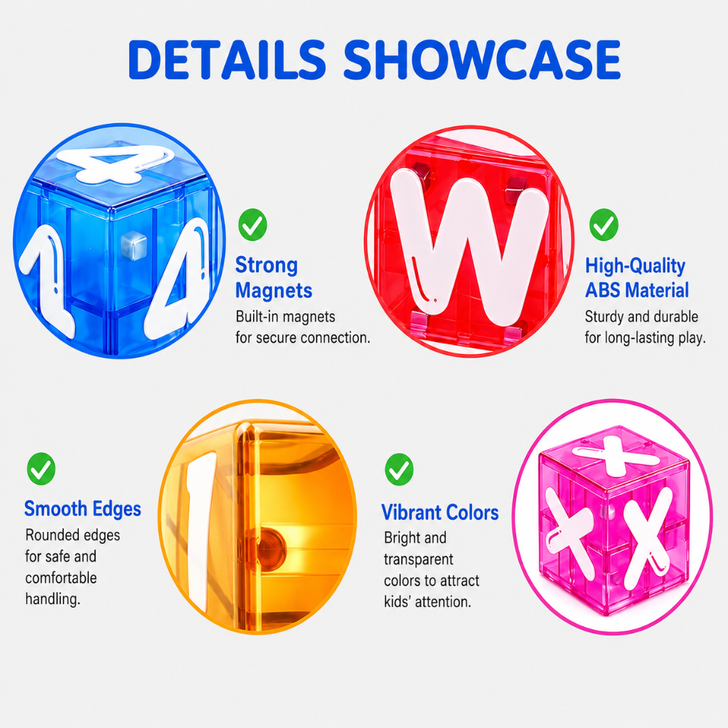 LearnCube – Éducatif et interactif – Cubes magnétiques avec lettres et chiffres