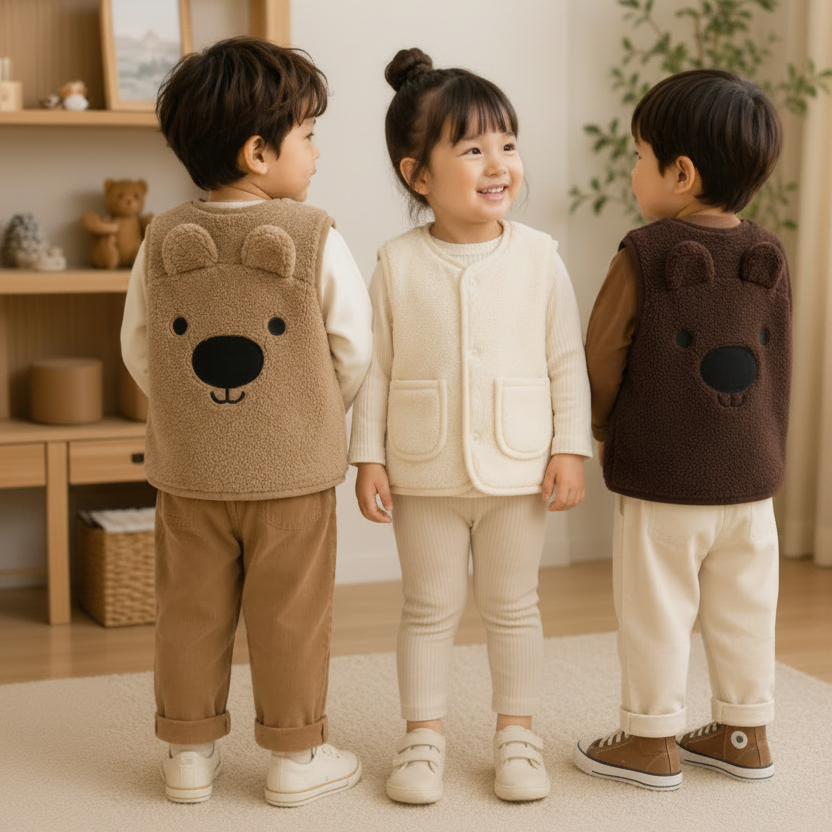 Baby Bear Fleece Vest – Chaud et doux – Gilet « Kinder Beer »