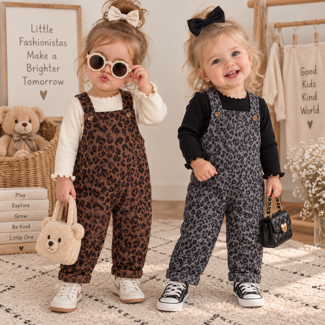 LeopardChic – Tendance et confortable – Salopette pour fille à imprimé léopard