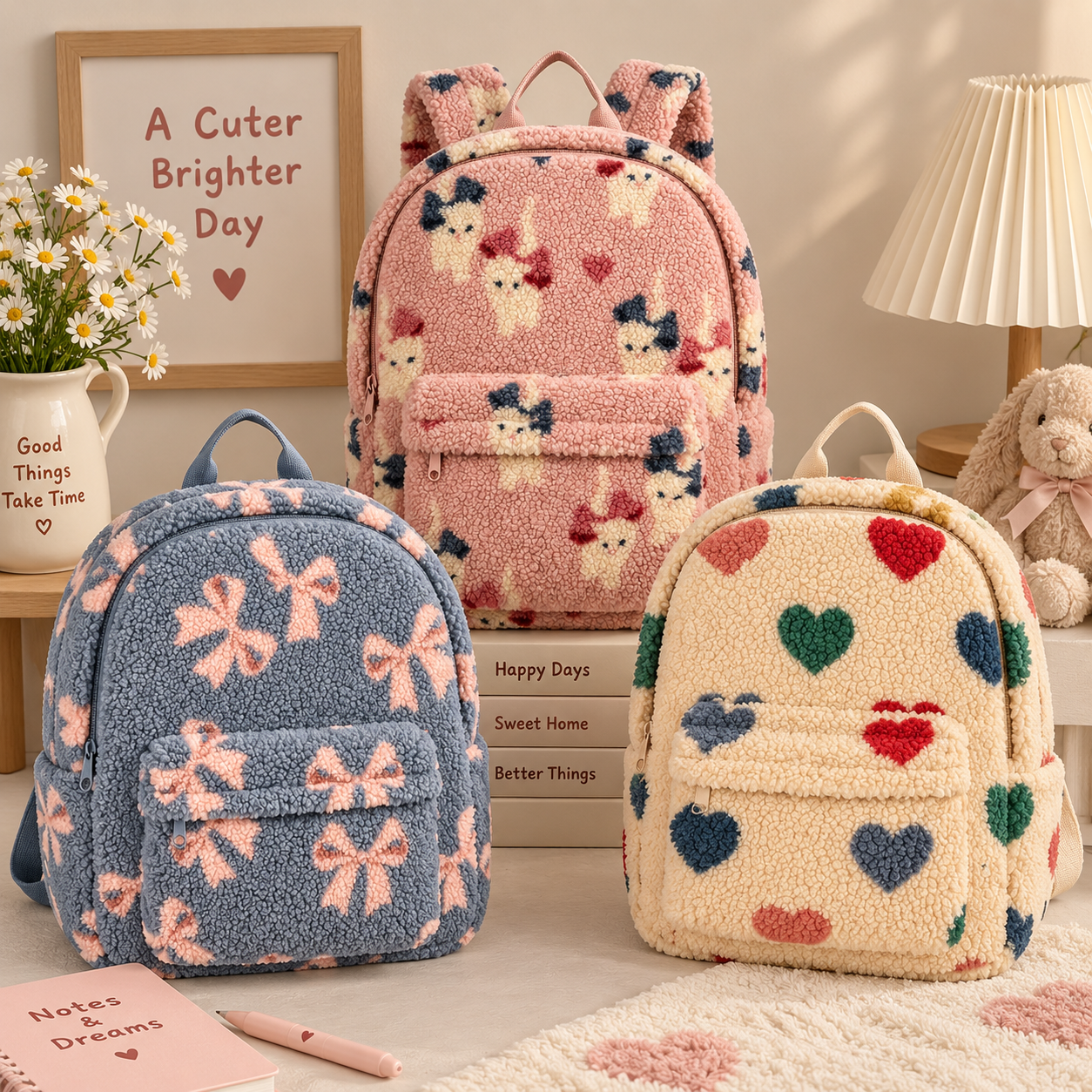 FluffyGo – Mignon & Tendance – Sac à dos Teddy