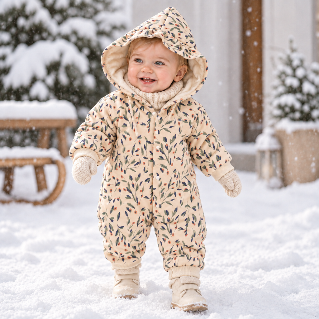 FloraCozy – Doux et chaud – Combinaison d'hiver pour bébé fille à motifs floraux