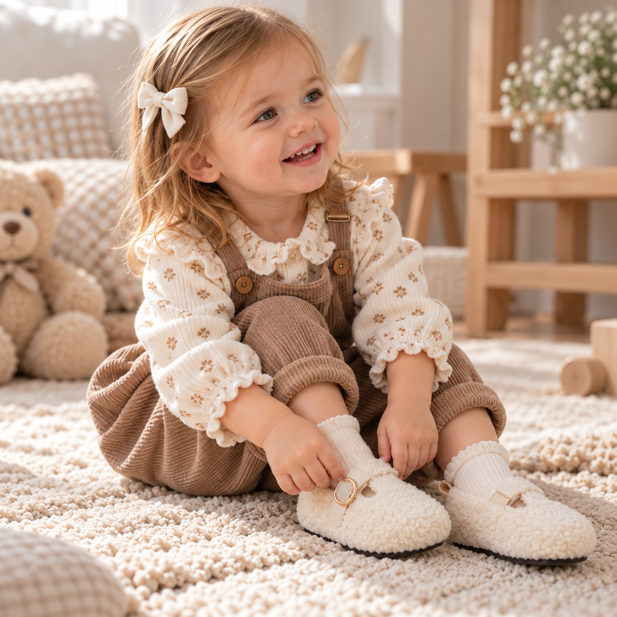 WarmSteps – Confortables et douillets – Chaussons d'hiver en peluche pour enfants