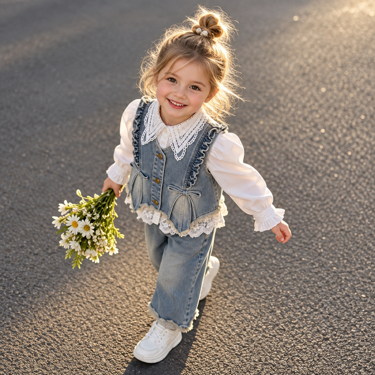DenimBelle – Tendance et mignon – Ensemble 3 pièces pour enfant en denim