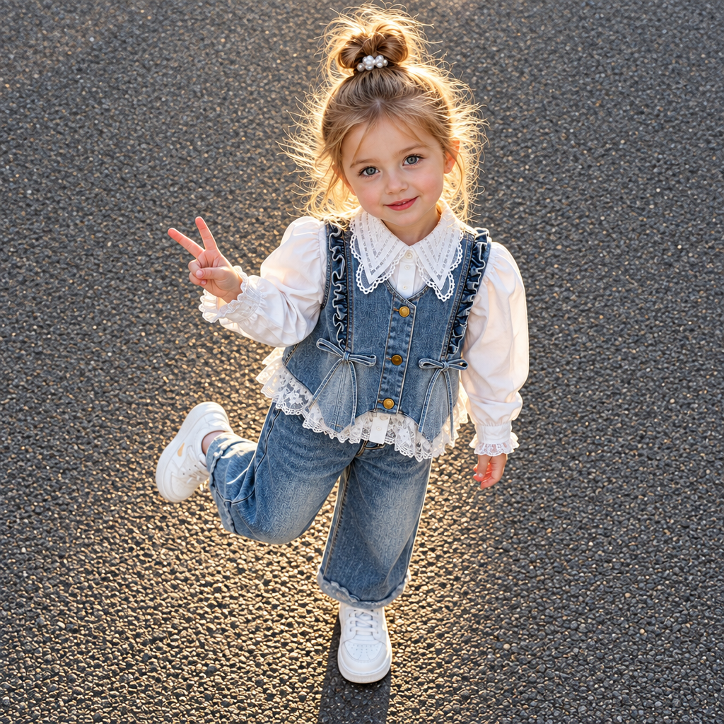 DenimBelle – Tendance et mignon – Ensemble 3 pièces pour enfant en denim