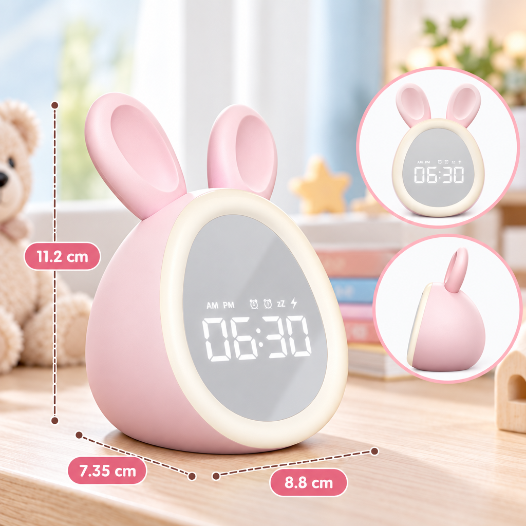 BunnyGlow – Mignon et pratique – Réveil numérique pour enfants avec veilleuse