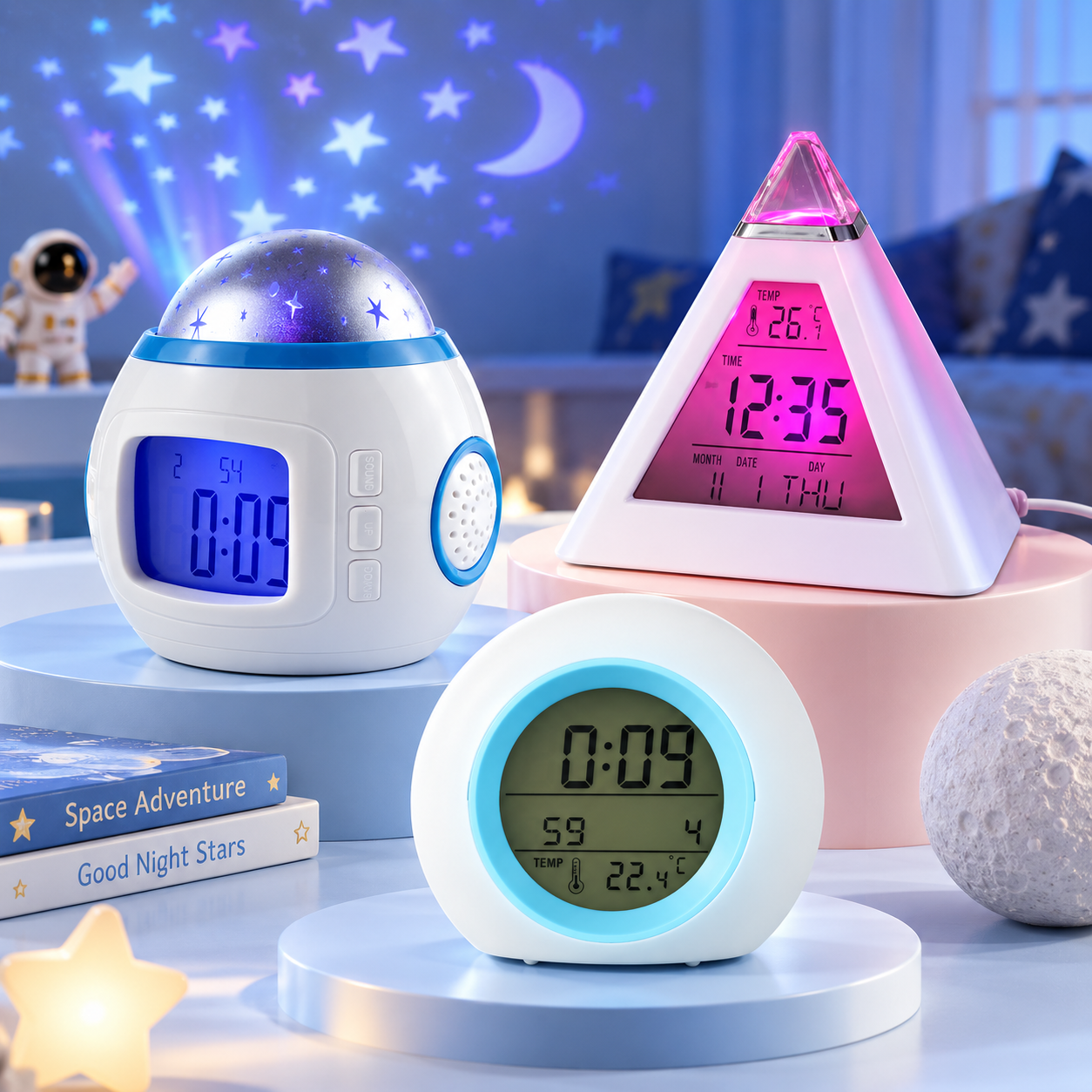 ColorTime – Coloré et multifonctionnel – Réveil numérique pour enfants avec veilleuse