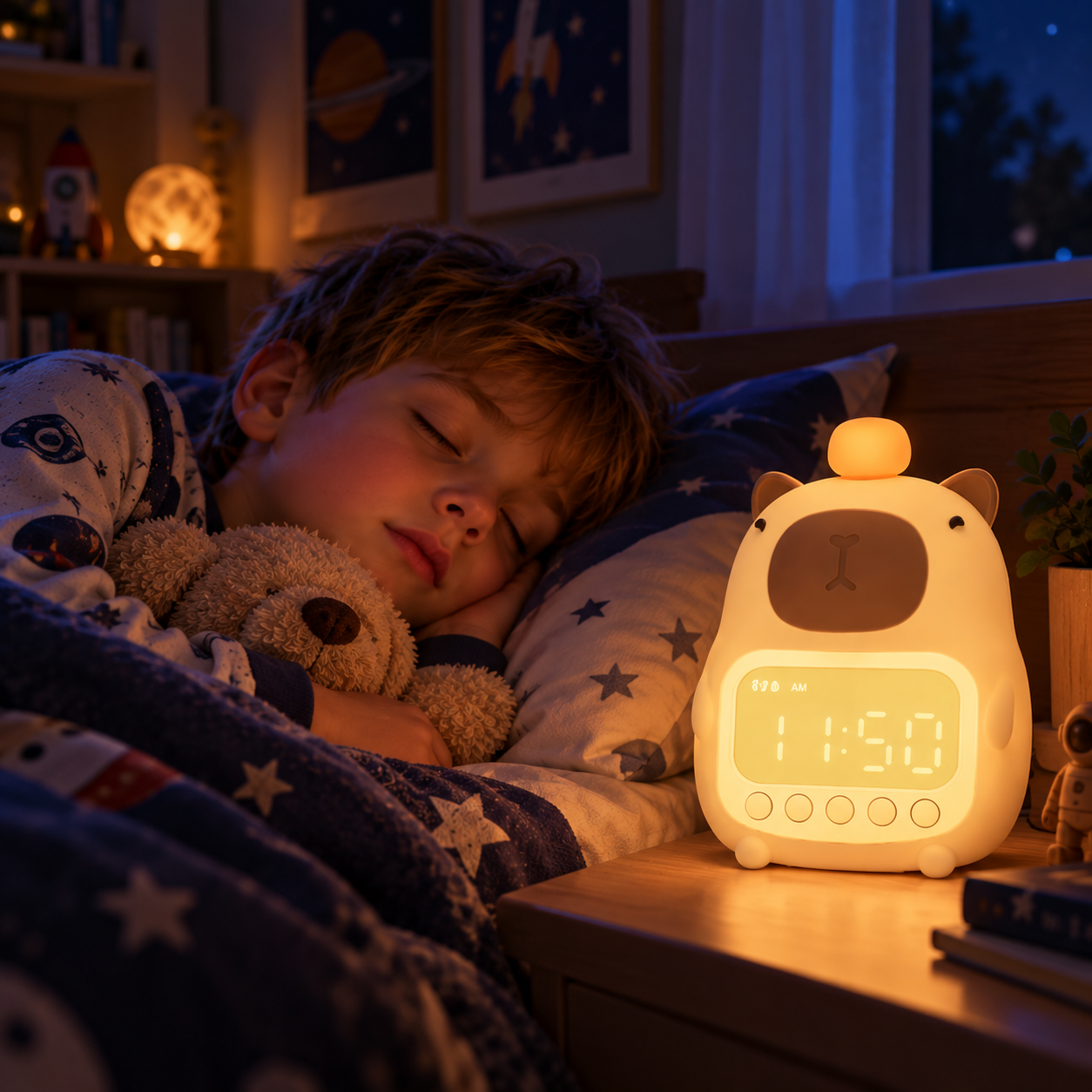 CappyClock – Mignon et polyvalent – Réveil numérique pour enfants avec veilleuse