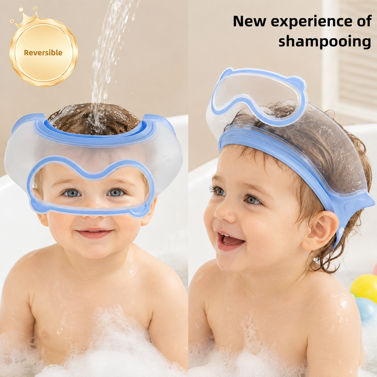 SplashGuard – Confortable et pratique – Bonnet de douche pour bébé avec protection pour le visage