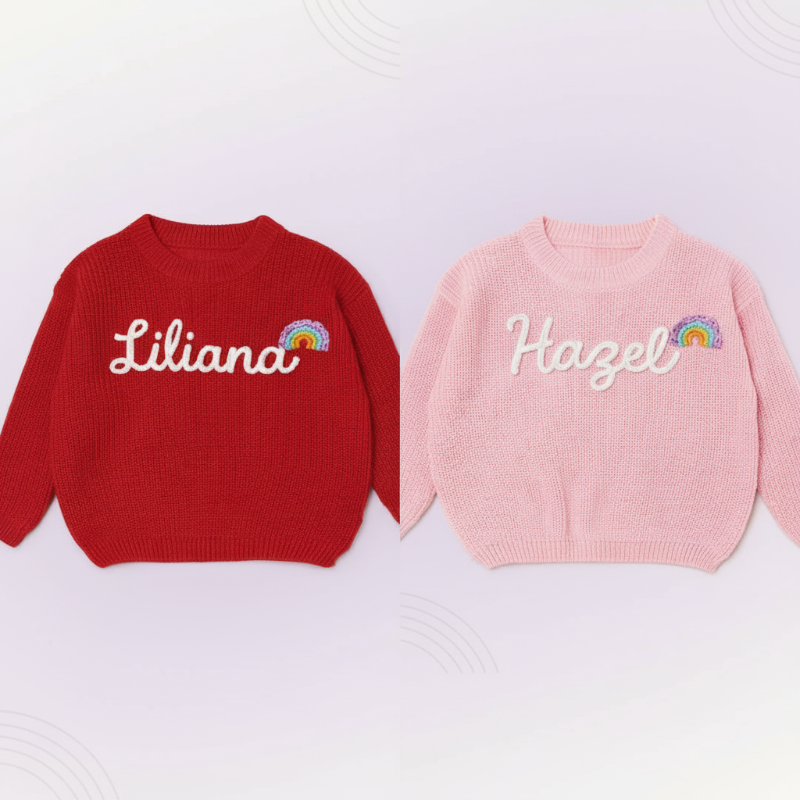 TinyStitch – Pull tricoté personnalisé avec prénom pour enfants