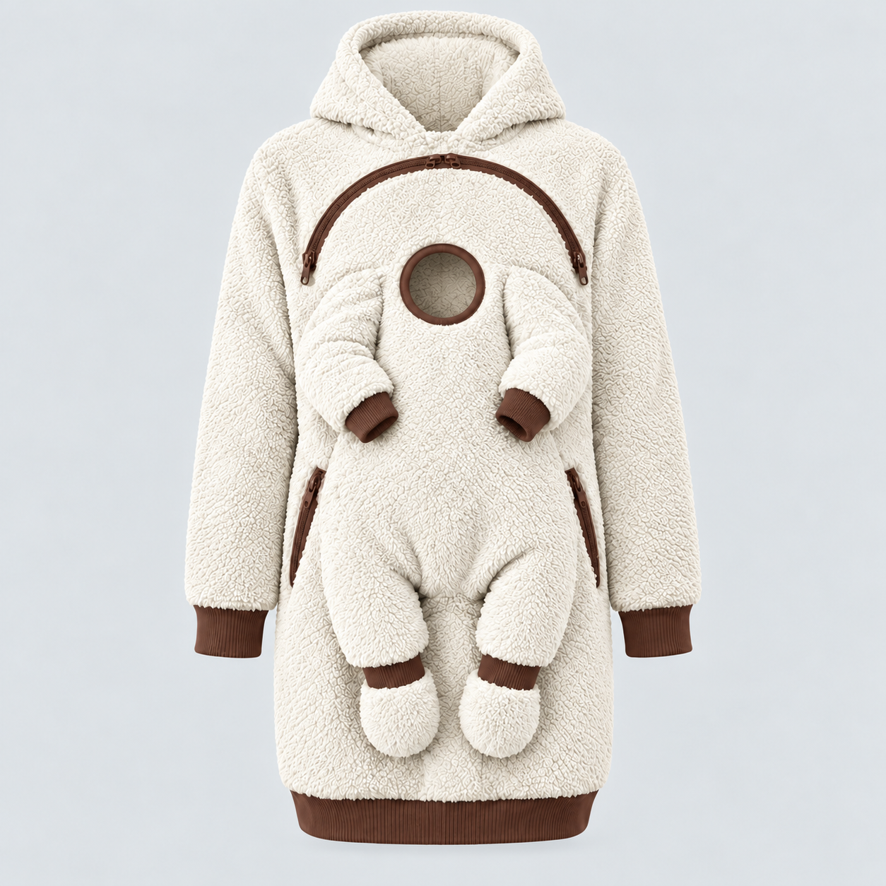 MamaHug – Chaud et pratique – Sweat à capuche 2-en-1 pour maman et bébé