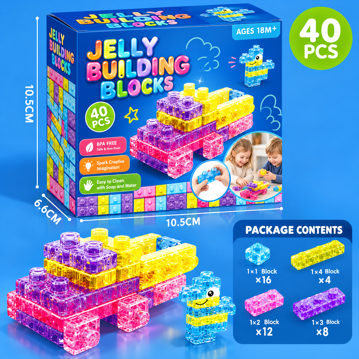 JellyBuild – Doux et créatif – Blocs de construction souples en gelée