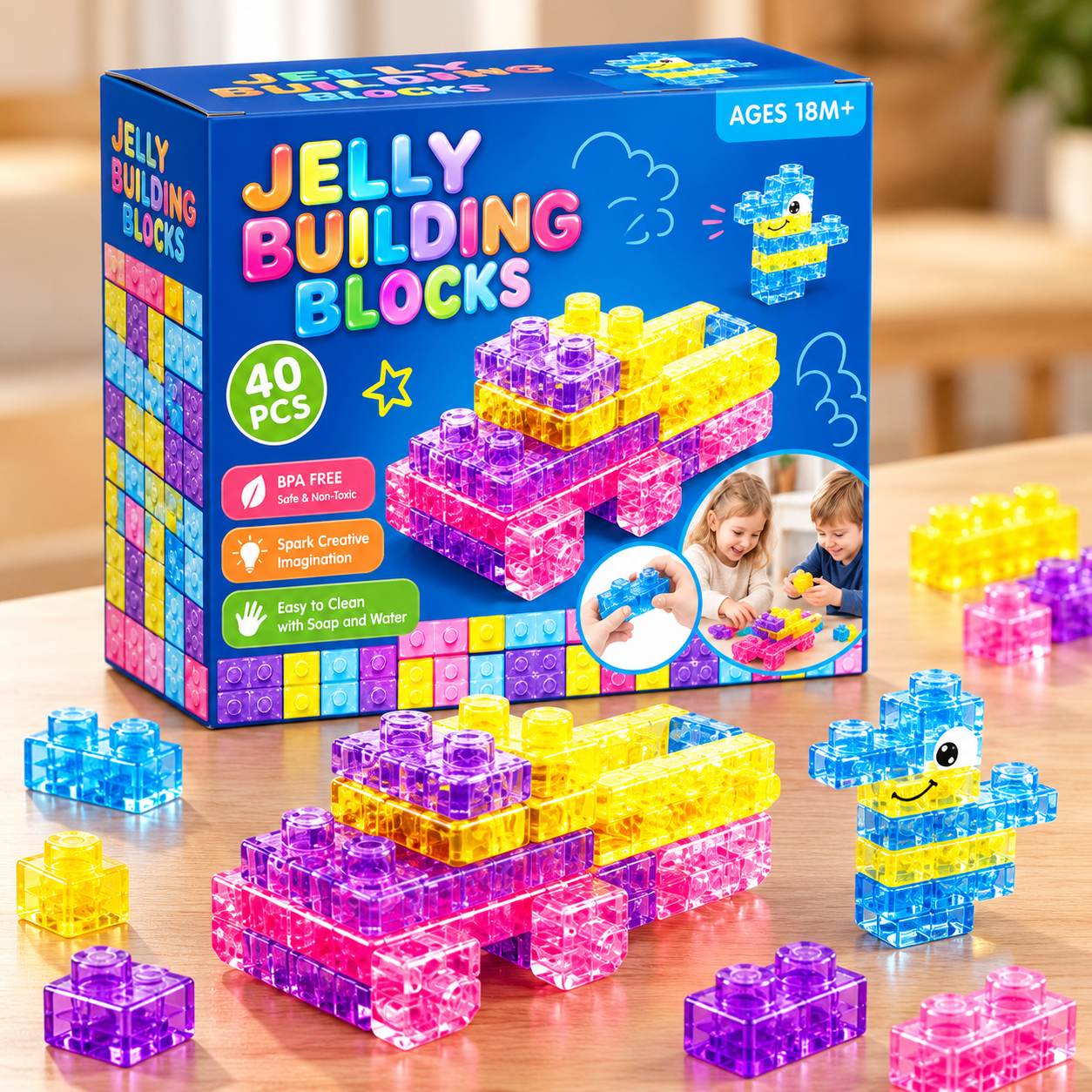 JellyBuild – Doux et créatif – Blocs de construction souples en gelée