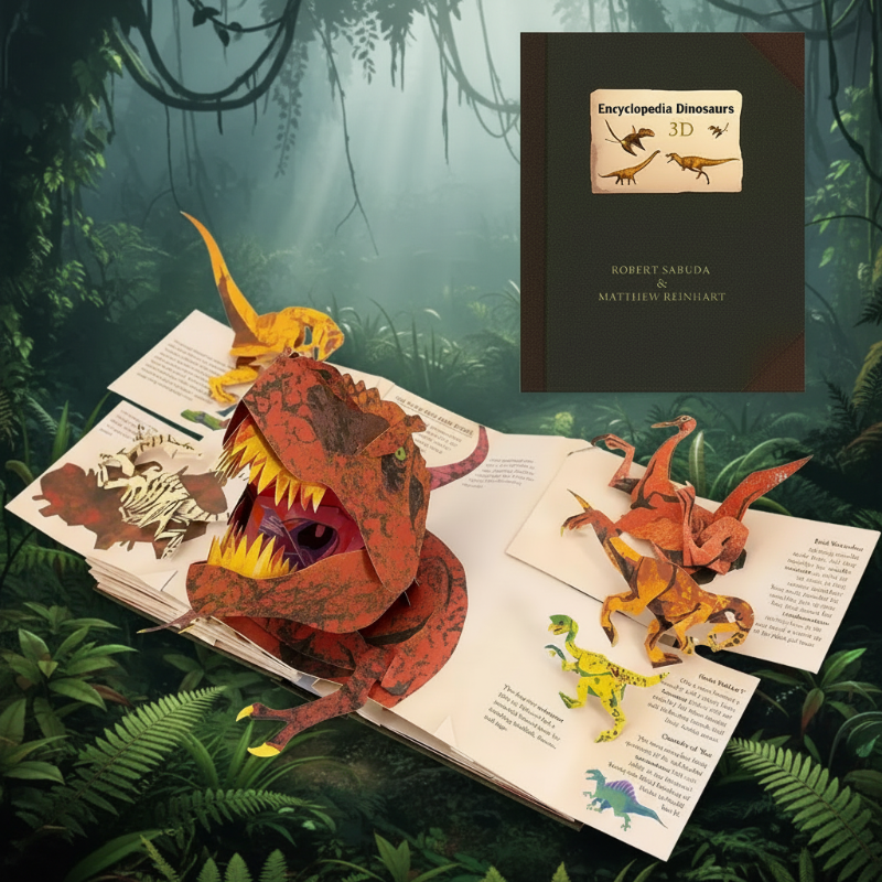 JurassicKids – Passionnant et éducatif – Encyclopédie des dinosaures en 3D : livre pop-up