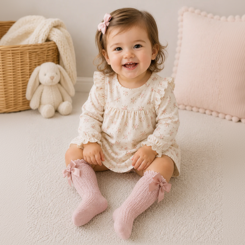 LittleCharm – Douces et élégantes – Mi-bas à nœud pour filles
