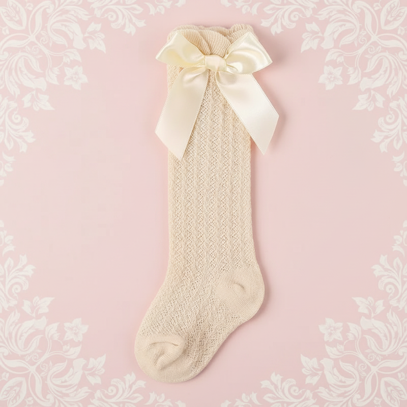 LittleCharm – Douces et élégantes – Mi-bas à nœud pour filles