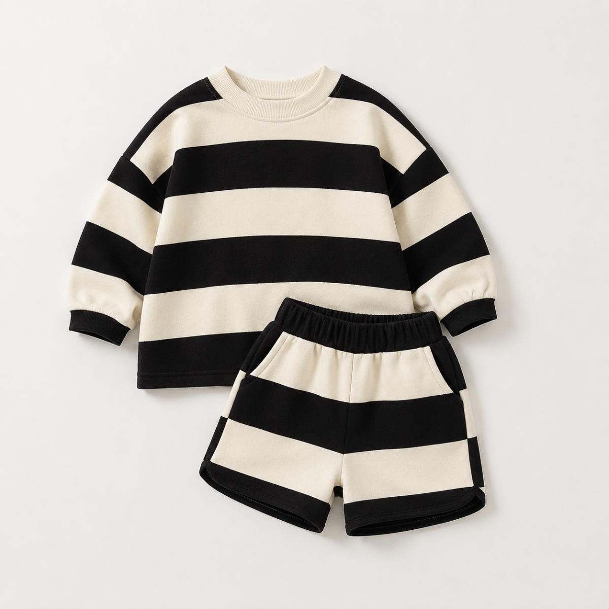 LittleStyle – Doux et confortable – Ensemble « Comfy » en coton rayé