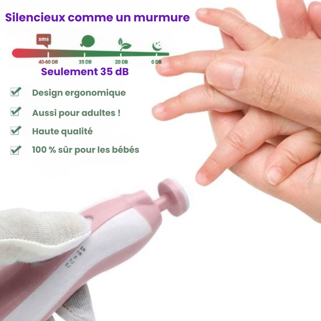 SafeCare – Silencieux et sûr – Set de limes à ongles électriques pour bébés