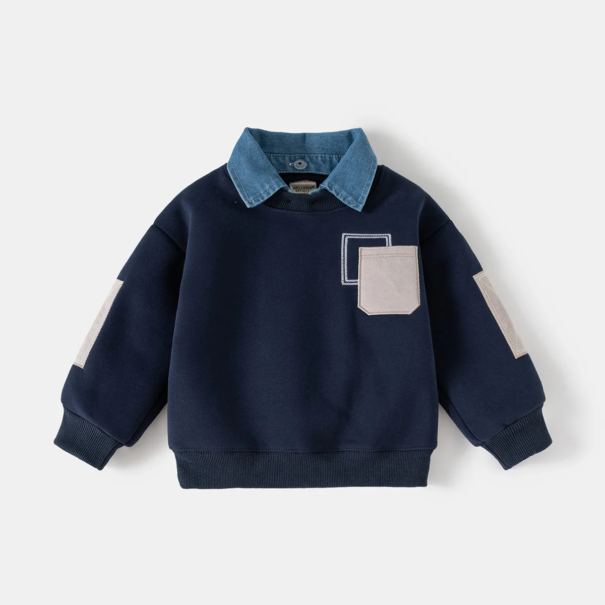 CoolJunior – Chaleureux et élégant – Pull pour garçon avec col en denim