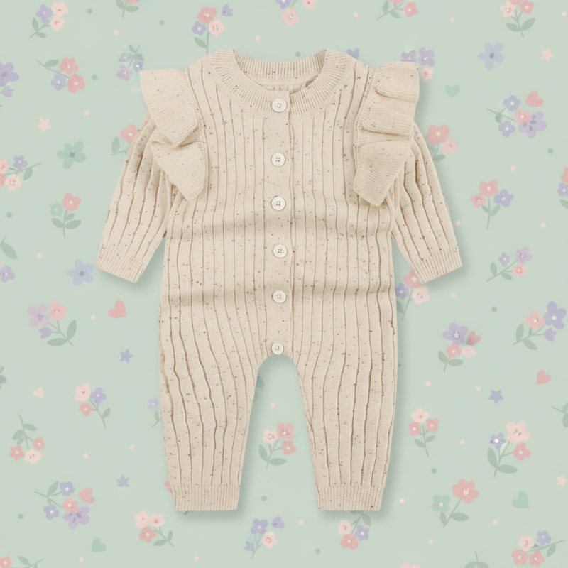 MiniAurora – Doux et élégant – Combinaison tricotée pour bébé avec des ailes d'ange et un bandeau
