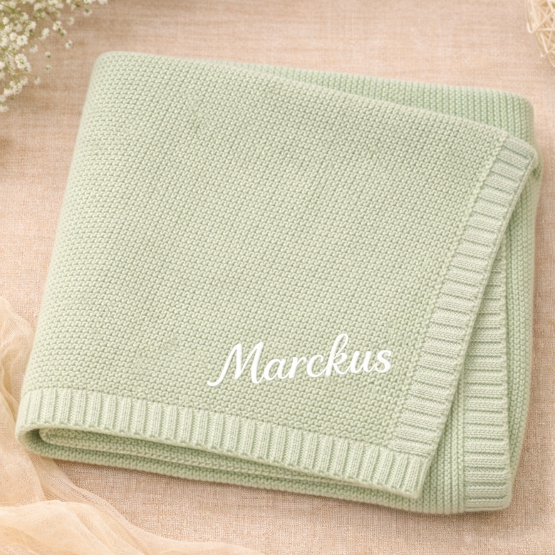 Personalized Baby Blanket – Douce et unique – Couverture en coton personnalisée et brodée