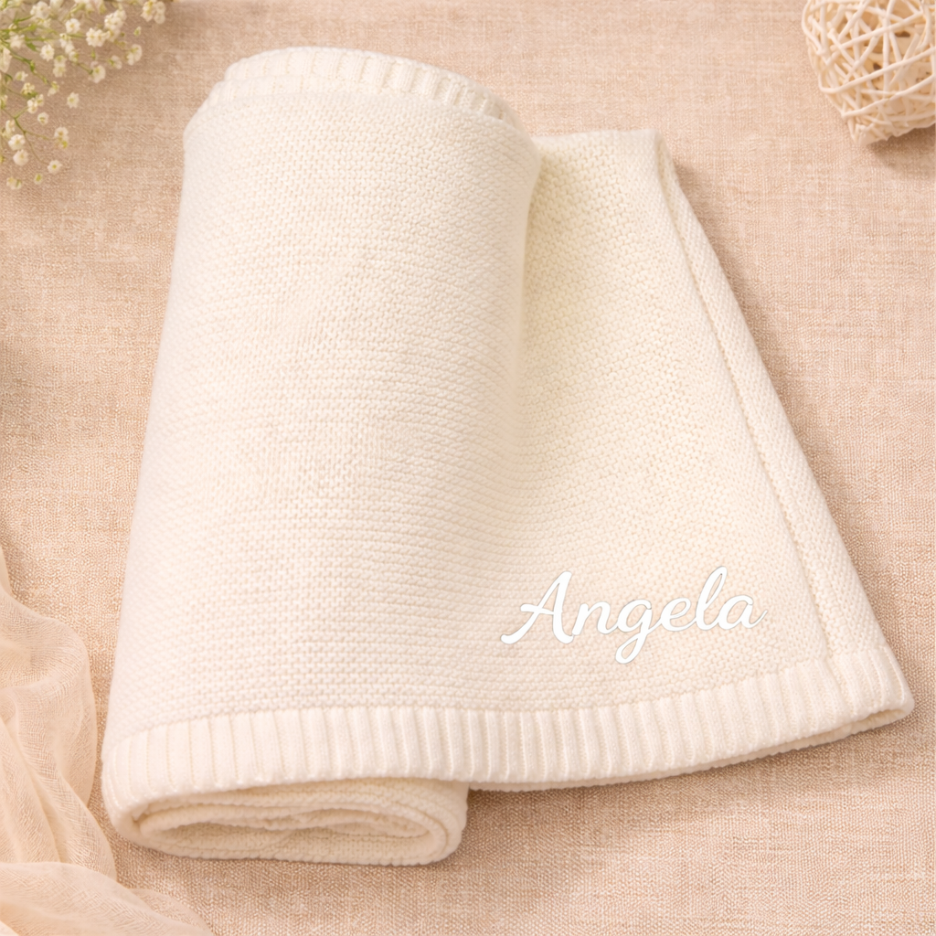 Personalized Baby Blanket – Douce et unique – Couverture en coton personnalisée et brodée