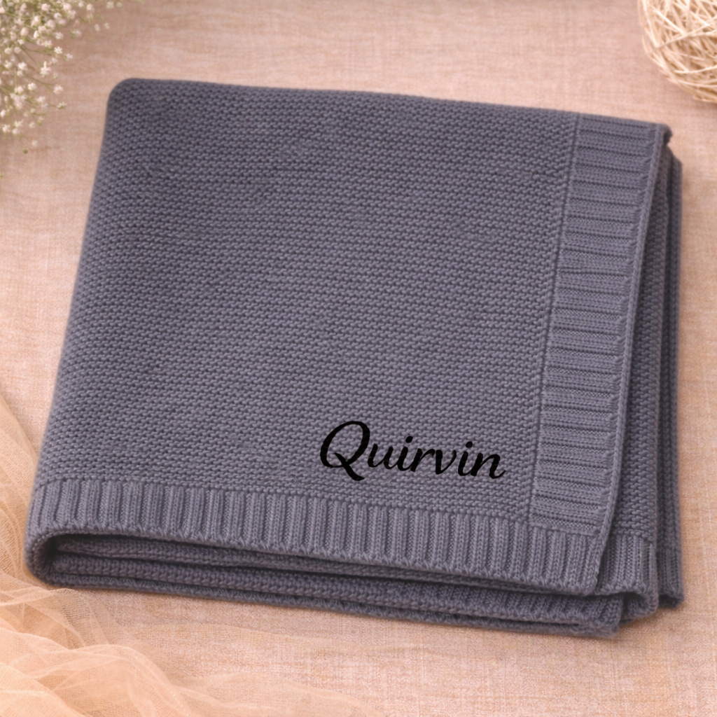 Personalized Baby Blanket – Douce et unique – Couverture en coton personnalisée et brodée