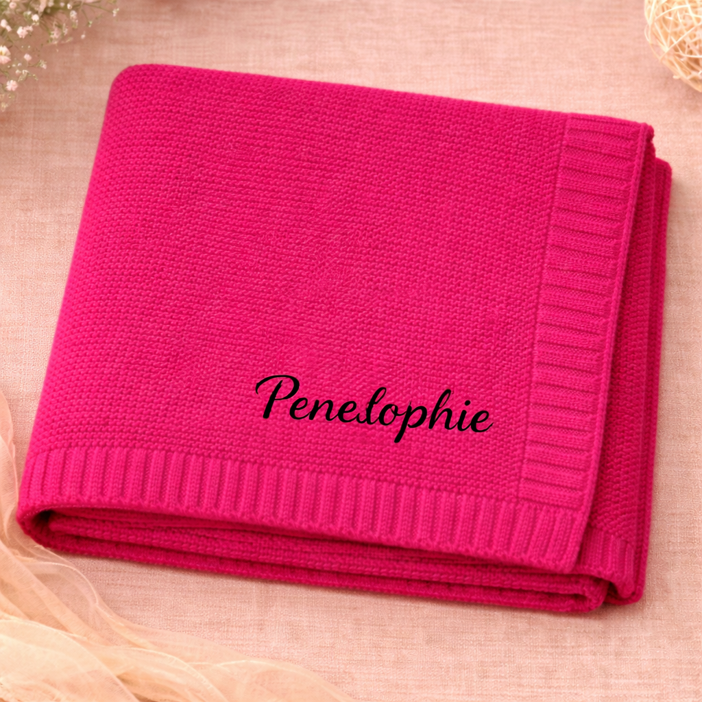 Personalized Baby Blanket – Douce et unique – Couverture en coton personnalisée et brodée