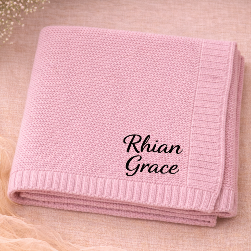 Personalized Baby Blanket – Douce et unique – Couverture en coton personnalisée et brodée