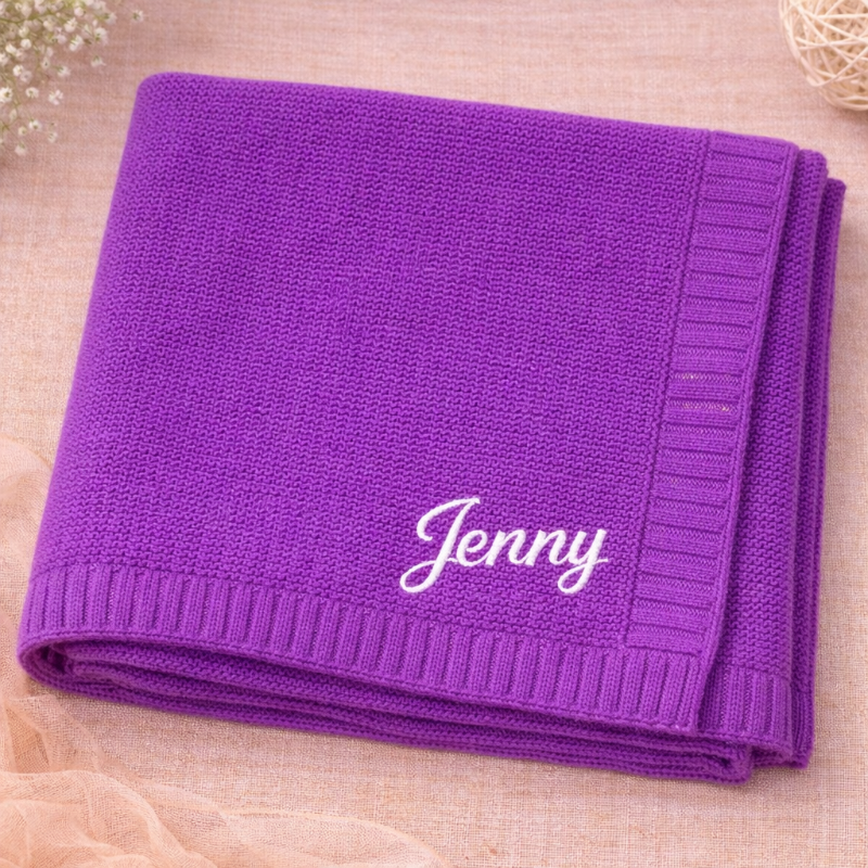 Personalized Baby Blanket – Douce et unique – Couverture en coton personnalisée et brodée