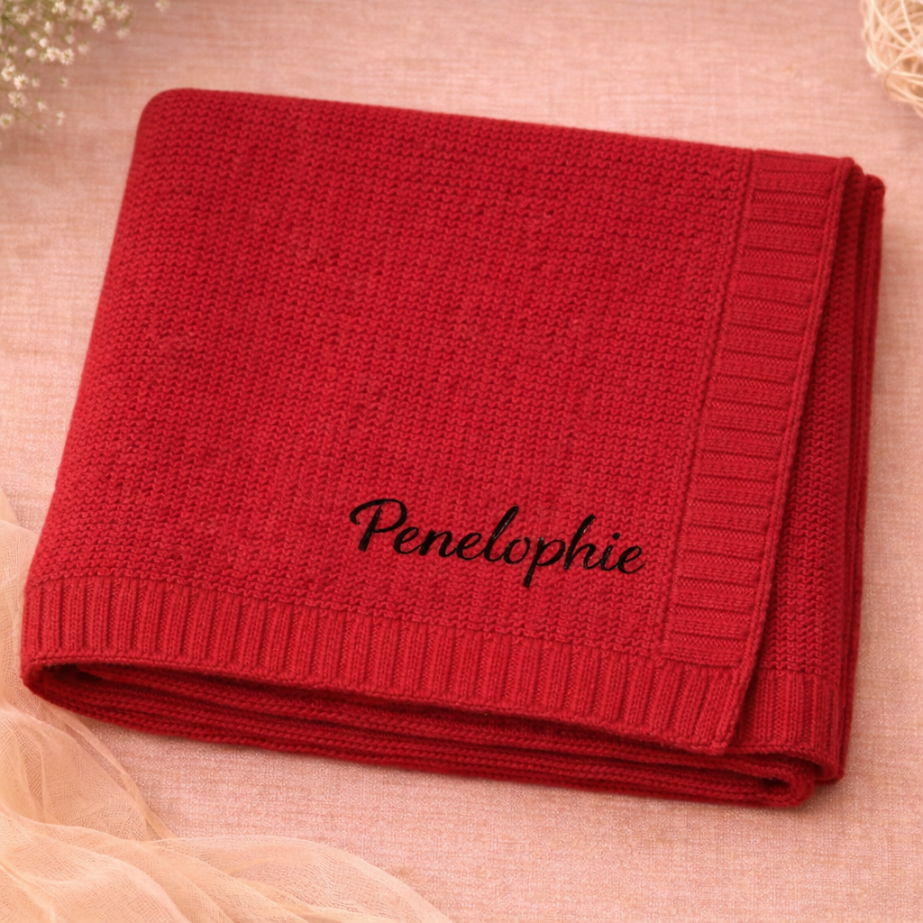 Personalized Baby Blanket – Douce et unique – Couverture en coton personnalisée et brodée