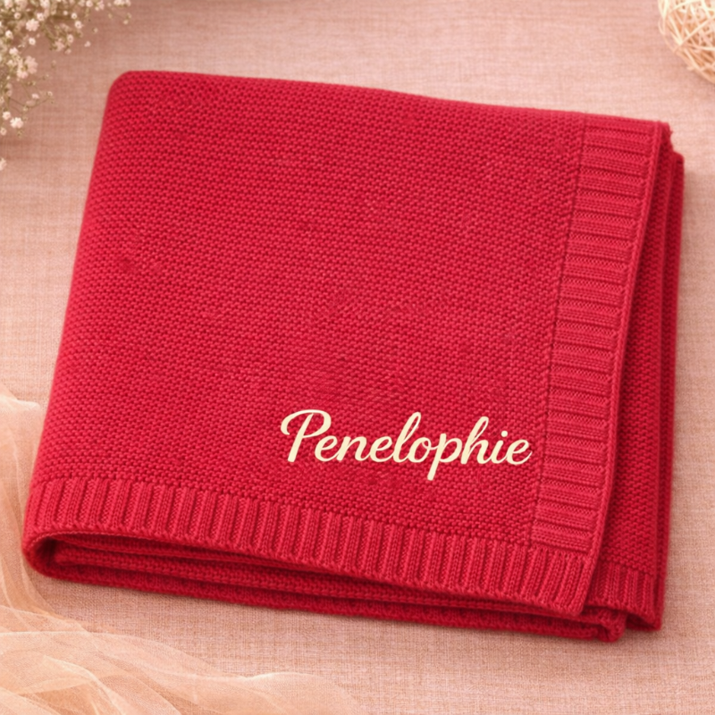 Personalized Baby Blanket – Douce et unique – Couverture en coton personnalisée et brodée