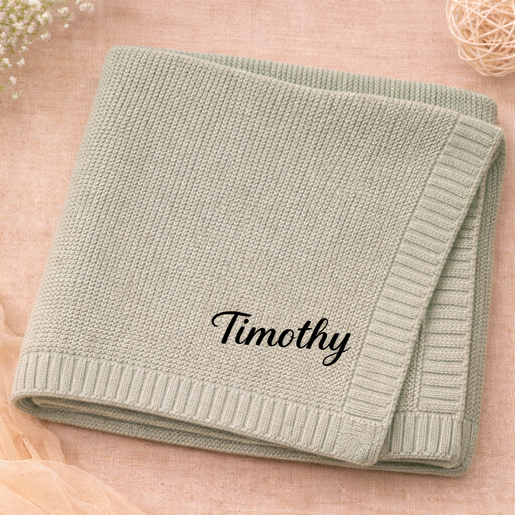 Personalized Baby Blanket – Douce et unique – Couverture en coton personnalisée et brodée