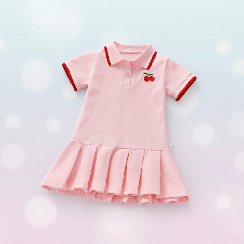 PetitJoy – Confortable et élégante – Robe polo à imprimé cerises