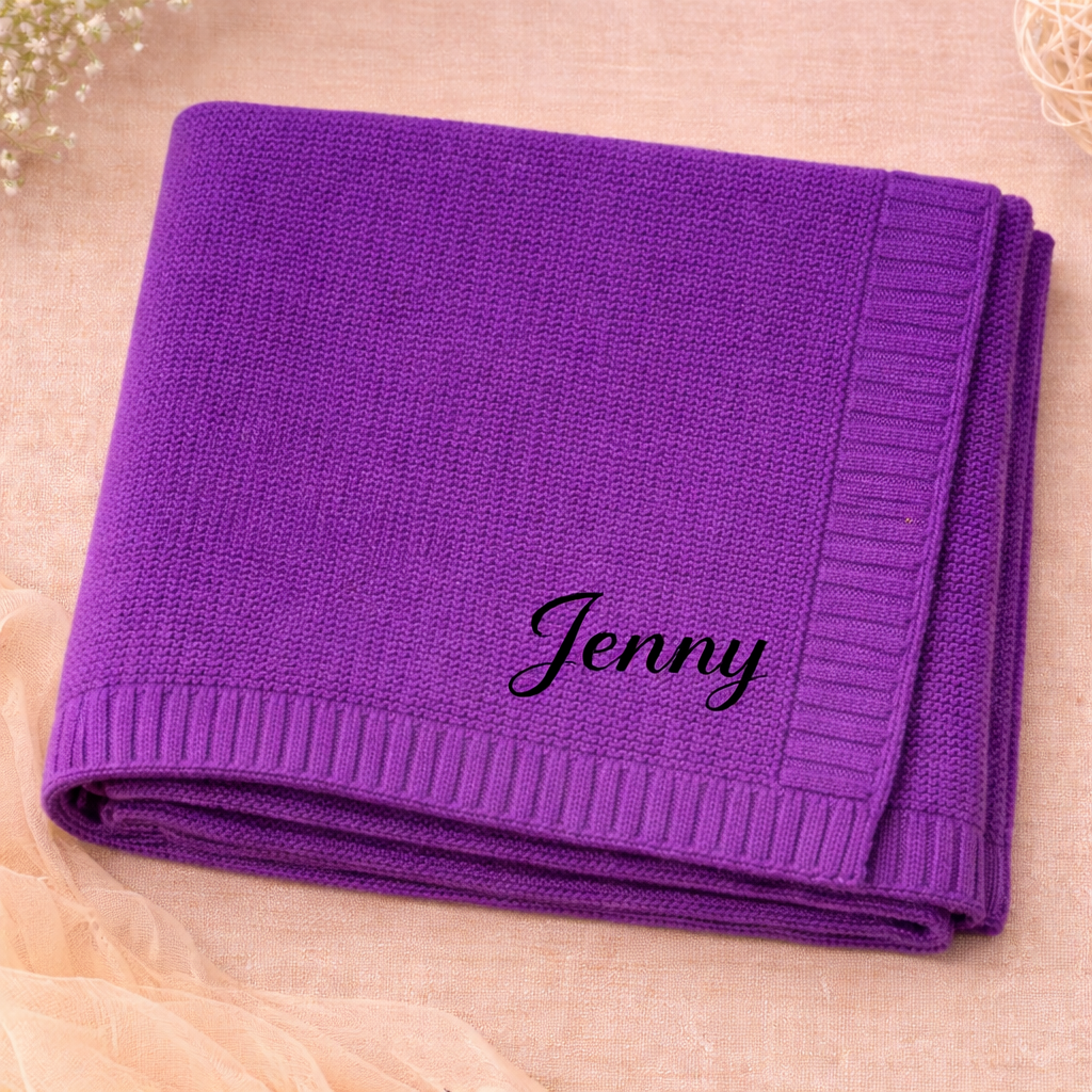 Personalized Baby Blanket – Douce et unique – Couverture en coton personnalisée et brodée