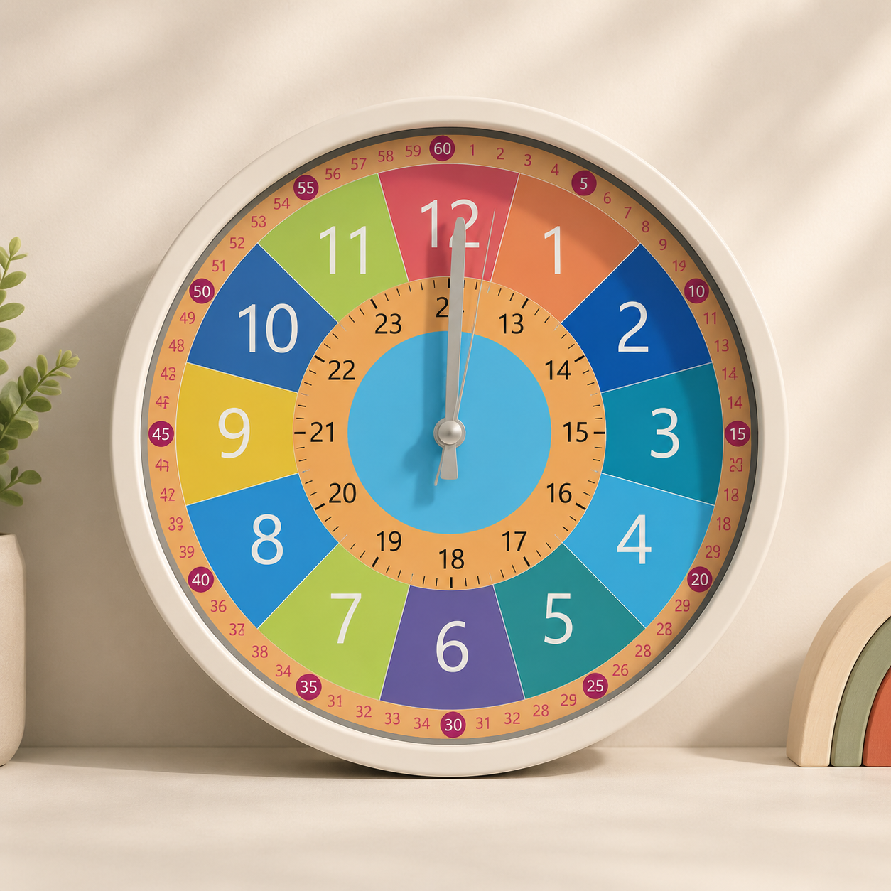 ChildrenTime – Indépendant et calme – Horloge murale éducative pour enfants