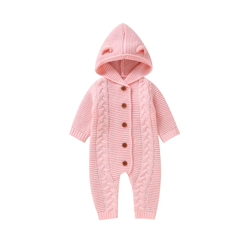 SoftKnit – Chaleureux et mignon – Combinaison à capuche en tricot pour bébé