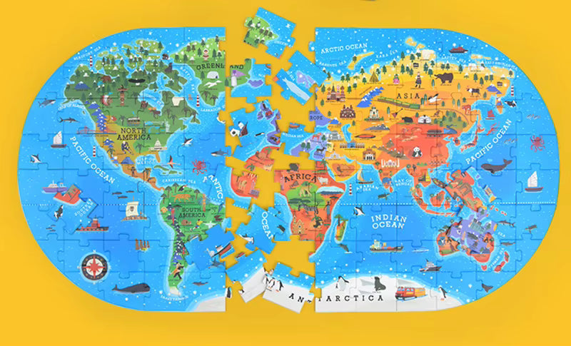GeoMap – Éducatif et amusant – Puzzle de sol « Carte du monde »