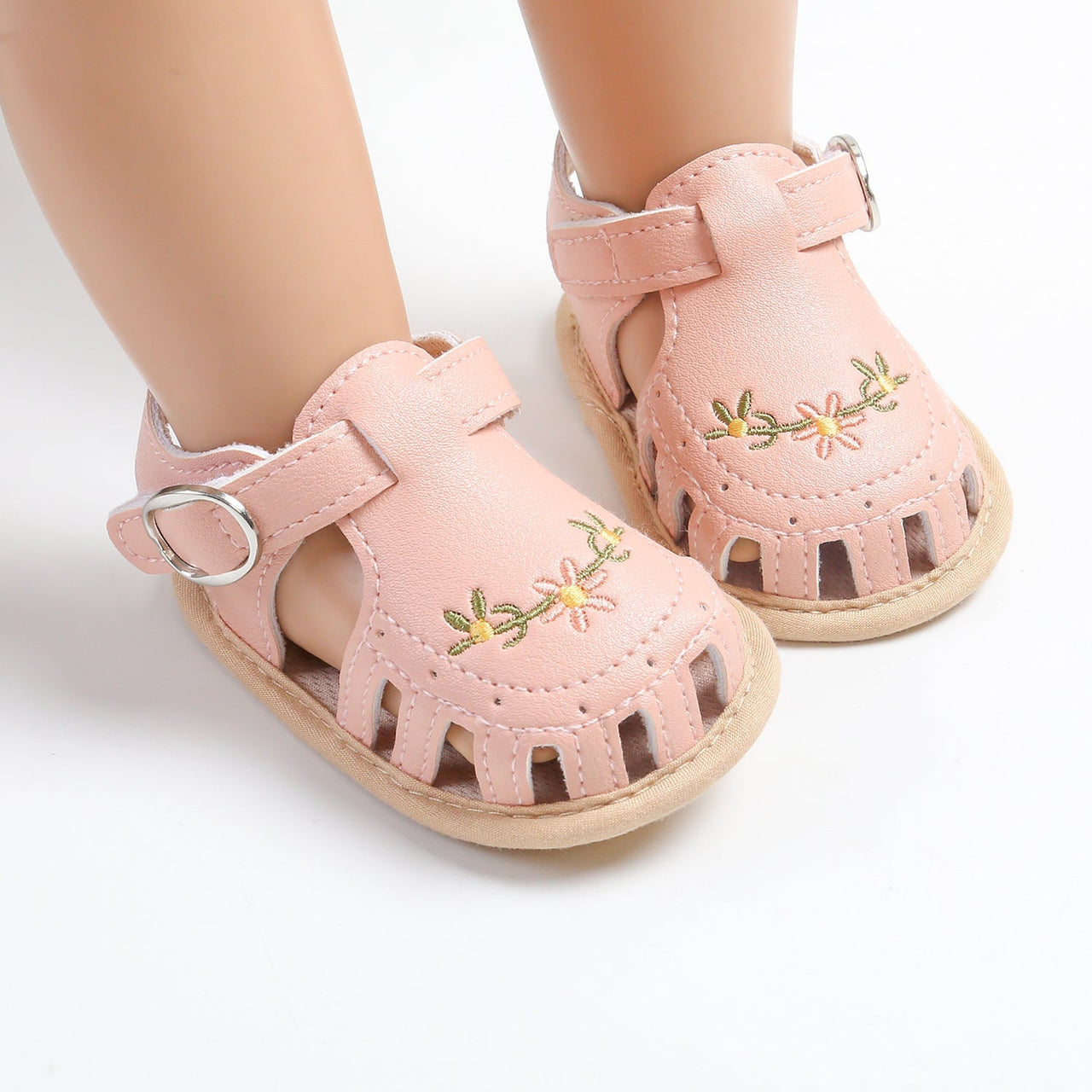 TinyPetals – Confort et style – Sandales pour bébé avec broderies florales