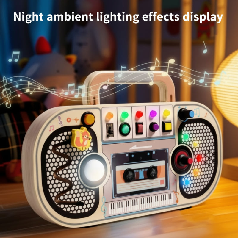 Wooden Busy Board – Motricité et interactivité – Tableau d'activités musicales