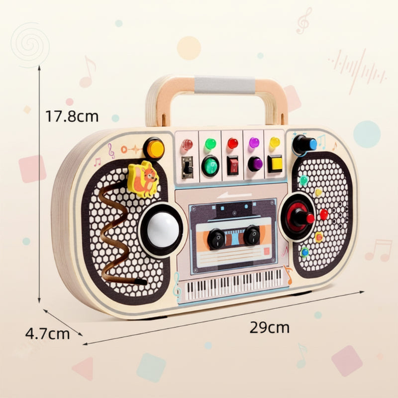 Wooden Busy Board – Motricité et interactivité – Tableau d'activités musicales