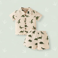 Thumbnail for Dinosaur & Car Print Outfit – Tendance et ludique – Ensemble de vêtements d'été