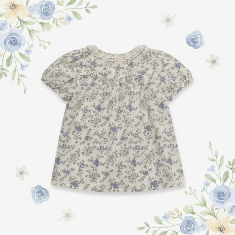 Vine Print Blouse – Légère et mignonne – Blouse pour enfant à manches bouffantes