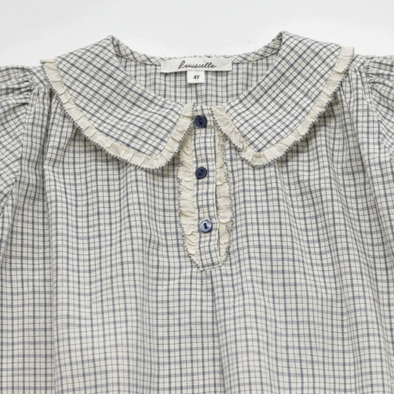 Check Dress – Doux et respirant – Col classique et manches bouffantes