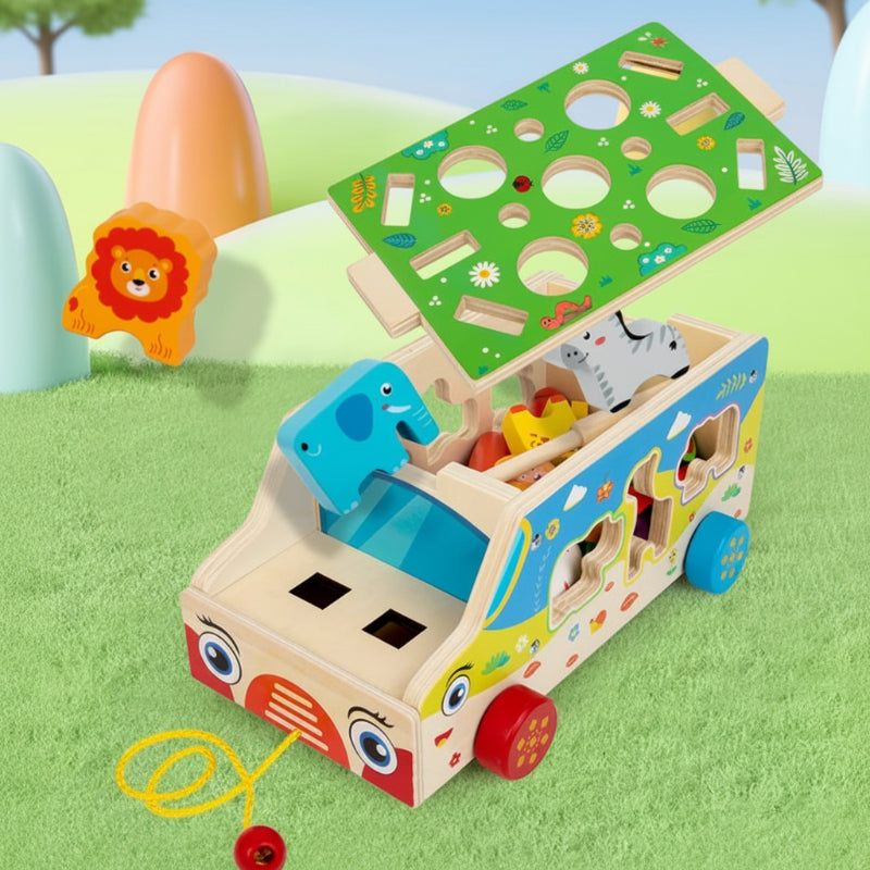 Montessori Animal Matching Toy – Éducatif et interactif – Puzzle « Voiture à jouets »