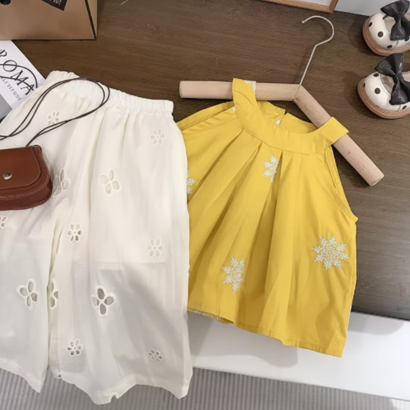 Sleeveless Tops & Pants – Douceur et élégance – Ensemble d'été pour enfants